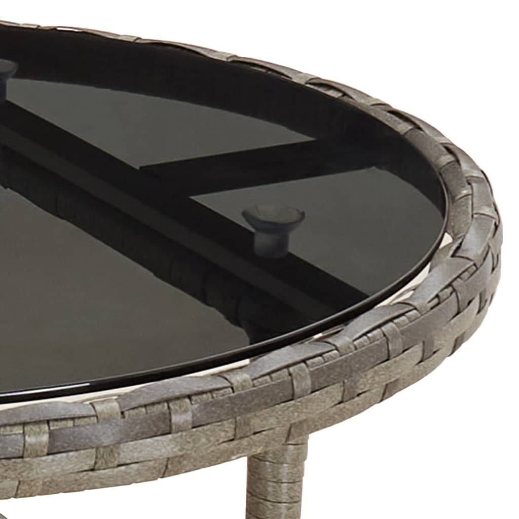 3 részes szürke polyrattan/üveg kerti étkezőgarnitúra párnával
