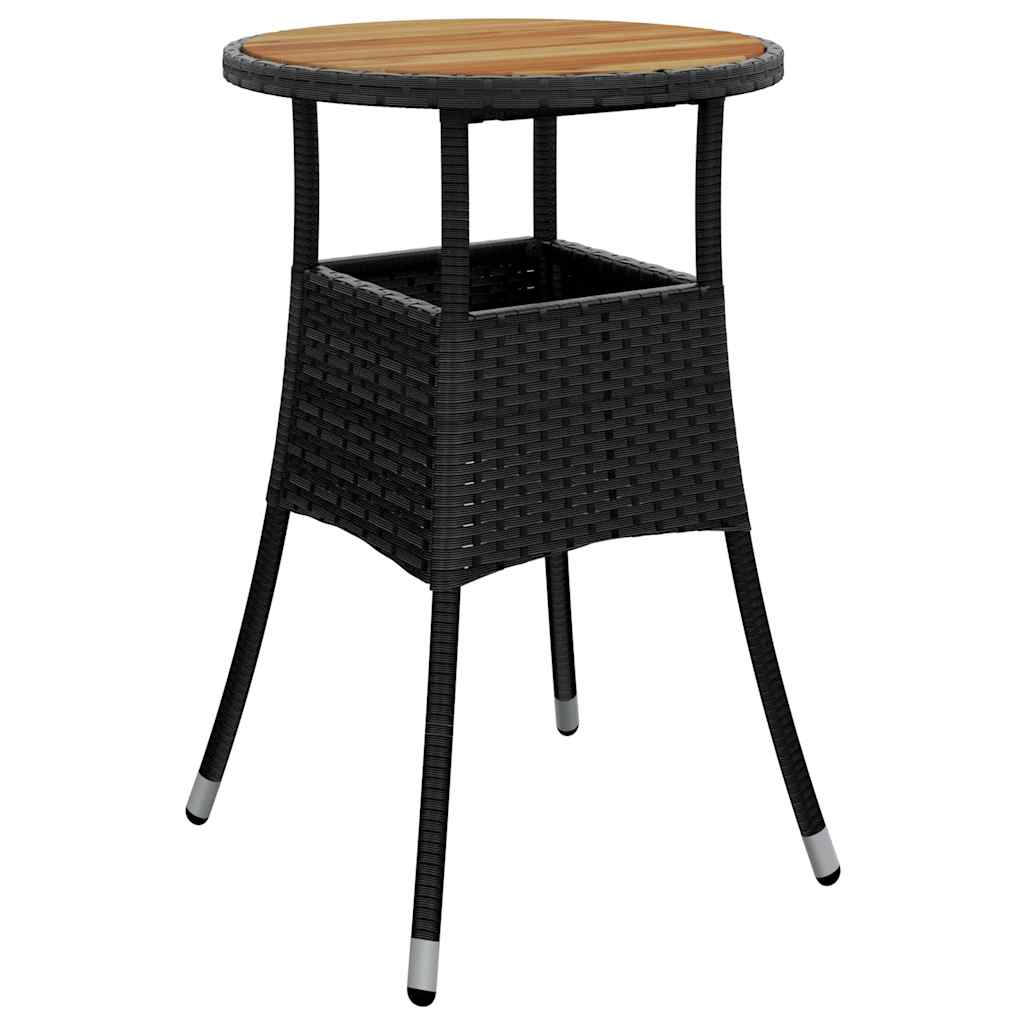 5részes fekete polyrattan/akácfa kerti étkezőgarnitúra párnákkal