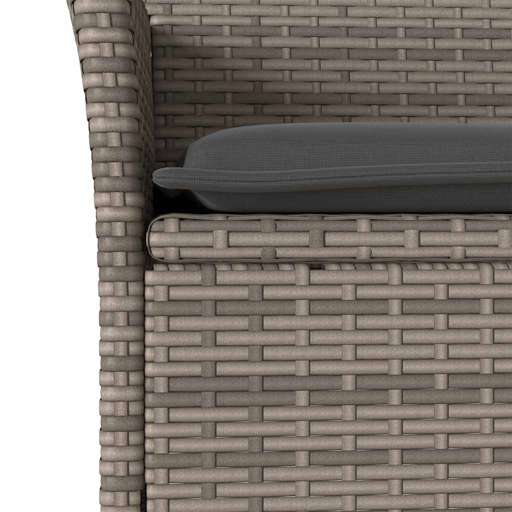 5részes szürke polyrattan/akácfa kerti étkezőgarnitúra párnával