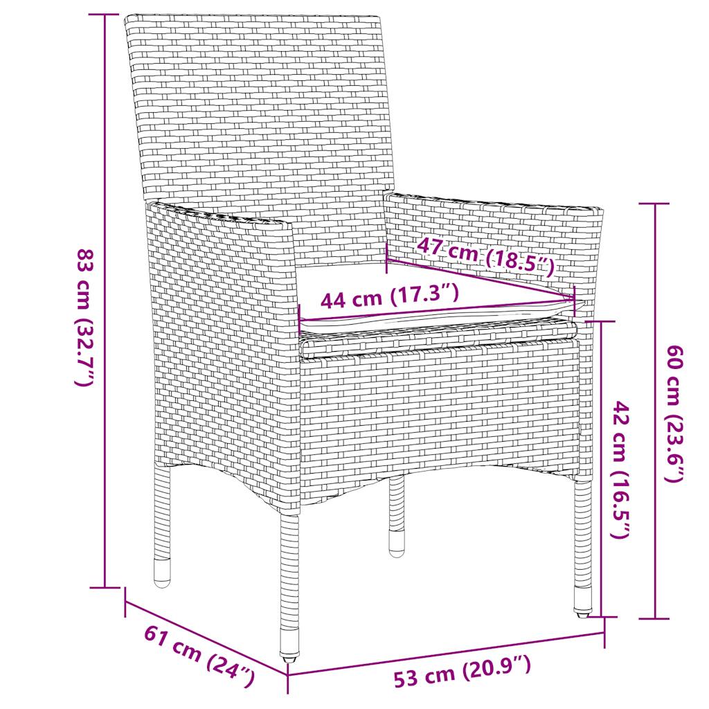 5részes szürke polyrattan/akácfa kerti étkezőgarnitúra párnával