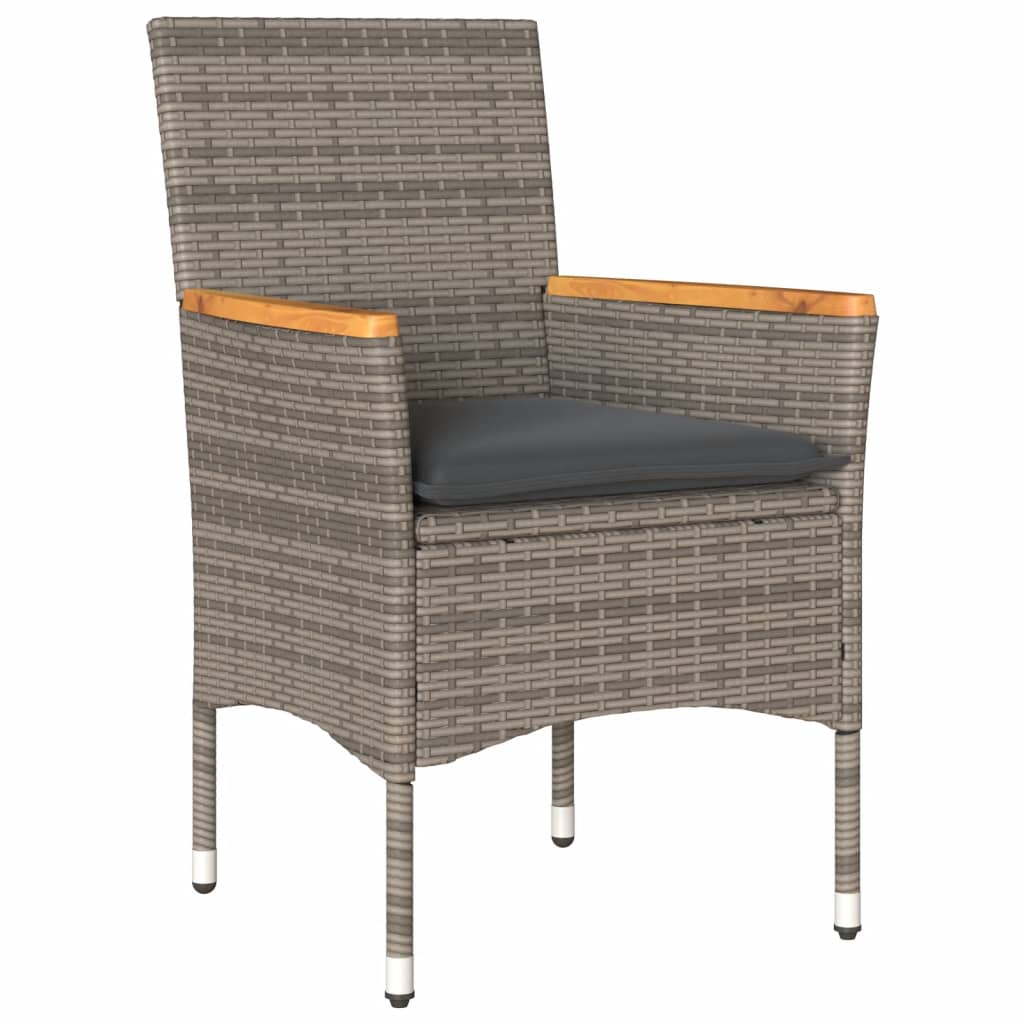 9 részes szürke polyrattan/üveg kerti étkezőgarnitúra párnával