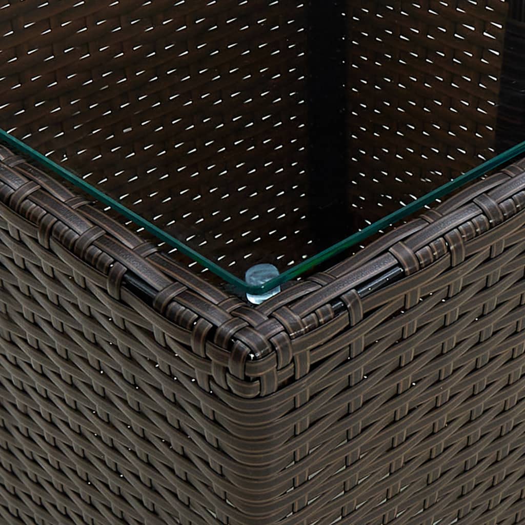 3 részes barna polyrattan/üveg bisztrógarnitúra párnákkal