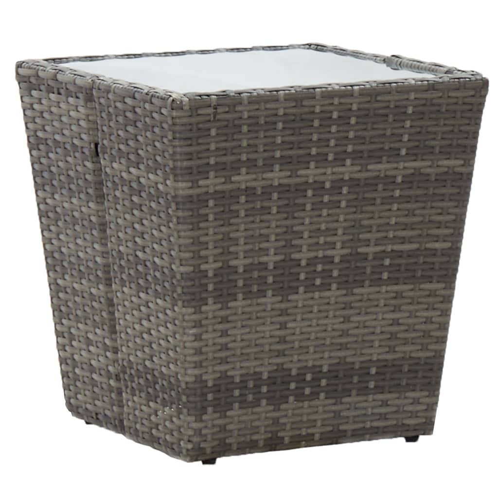 3 részes szürke polyrattan/üveg bisztrógarnitúra párnákkal