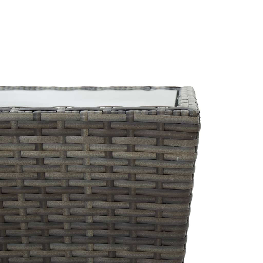 3 részes szürke polyrattan/üveg bisztrógarnitúra párnákkal