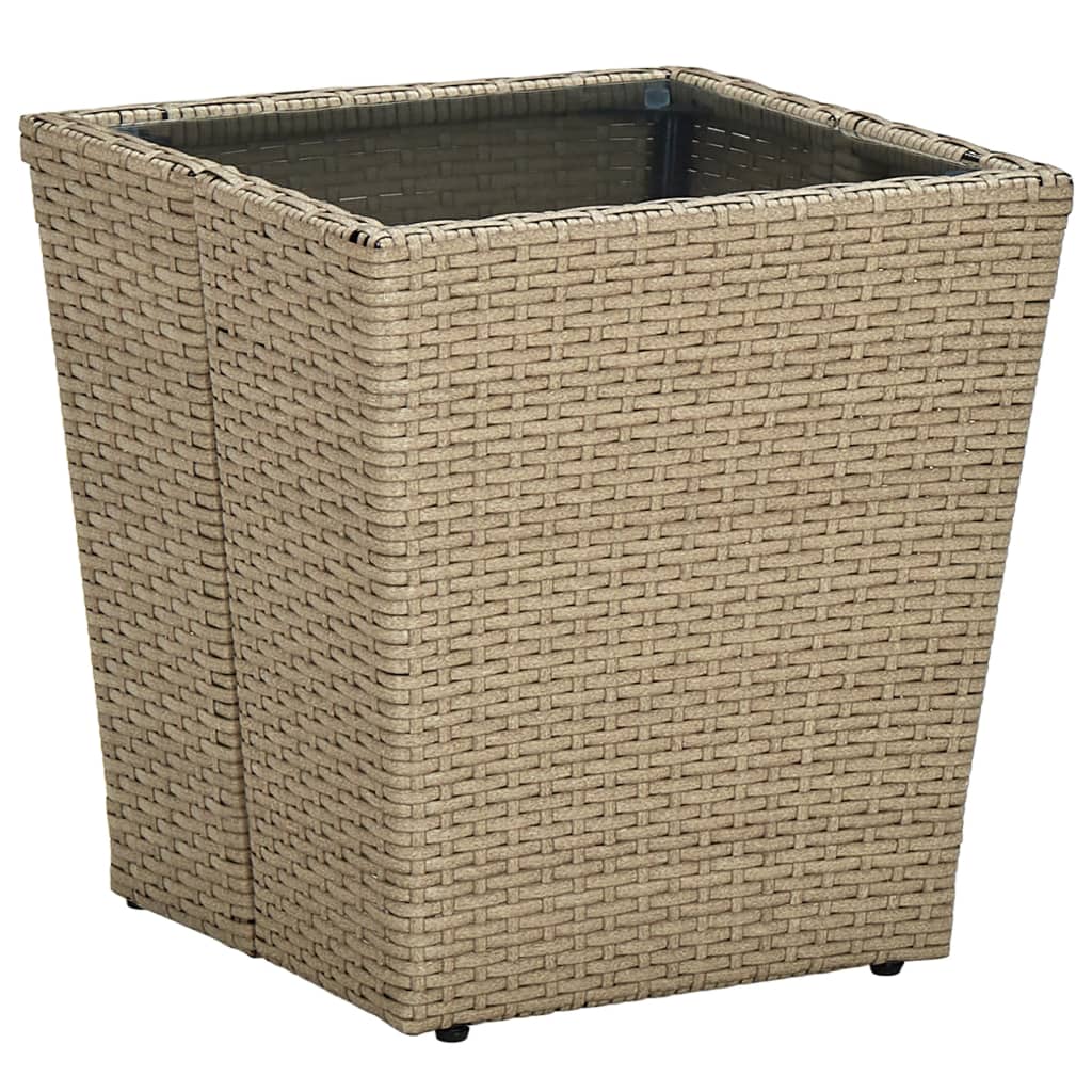 3 részes bézs polyrattan/üveg bisztrógarnitúra párnával
