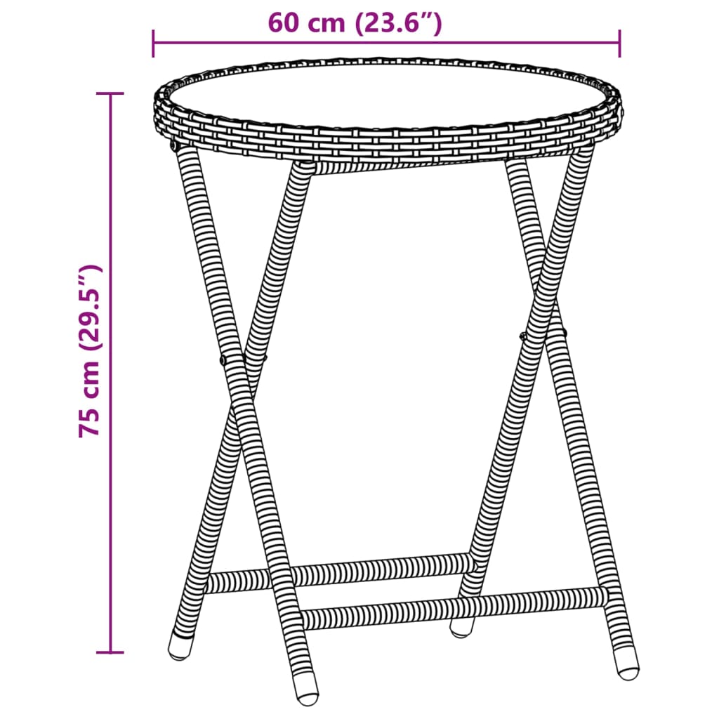 3 részes fekete polyrattan/üveg bisztrógarnitúra párnával