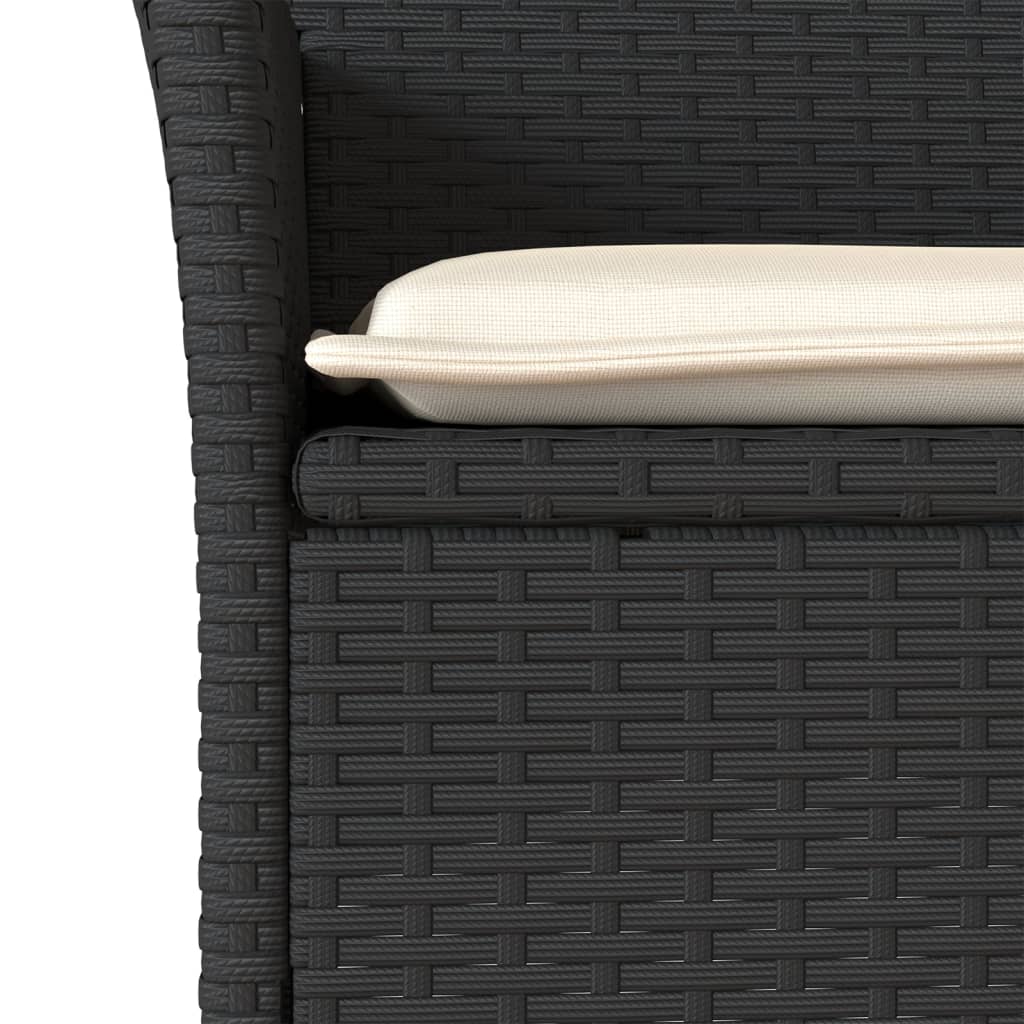 3 részes fekete polyrattan/üveg bisztrógarnitúra párnával