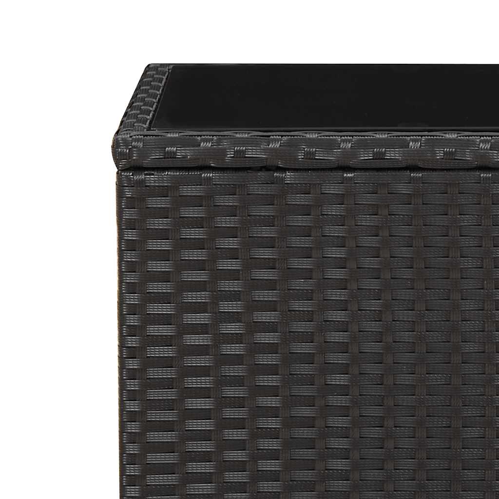 3 részes fekete polyrattan kerti étkezőgarnitúra párnákkal