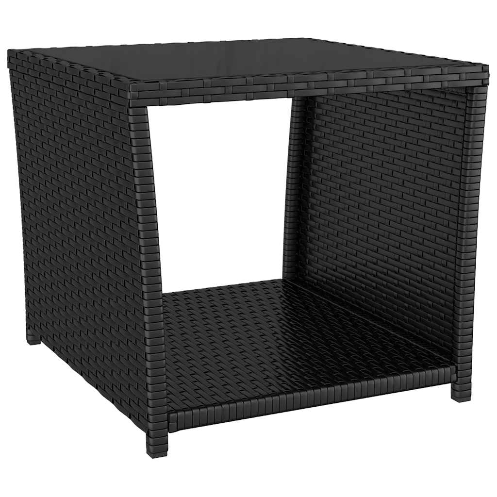 3 részes fekete polyrattan kerti étkezőgarnitúra párnákkal