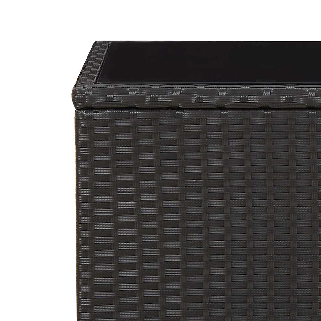 3 részes fekete polyrattan kerti étkezőgarnitúra párnákkal