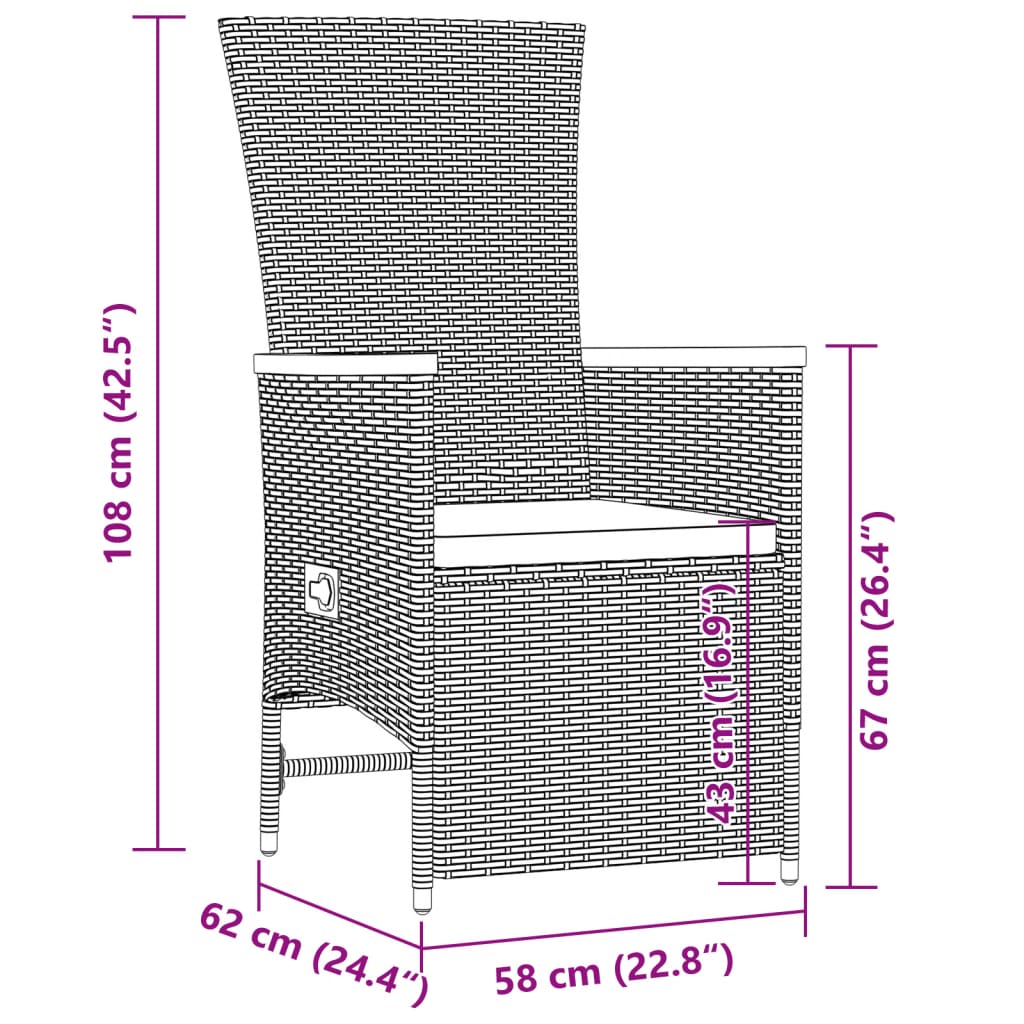 9 részes szürke polyrattan kerti étkezőgarnitúra párnával