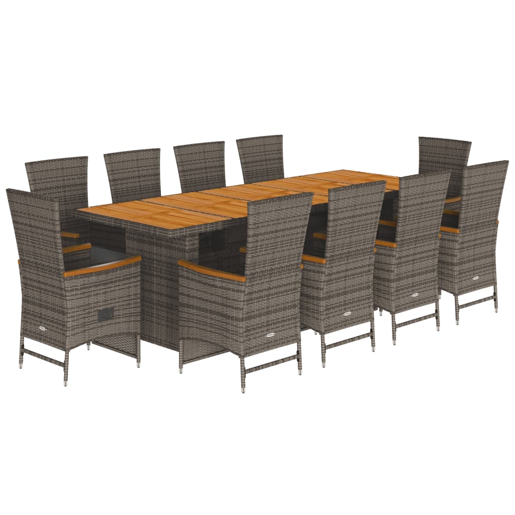 11 részes szürke polyrattan kerti ülőgarnitúra párnákkal