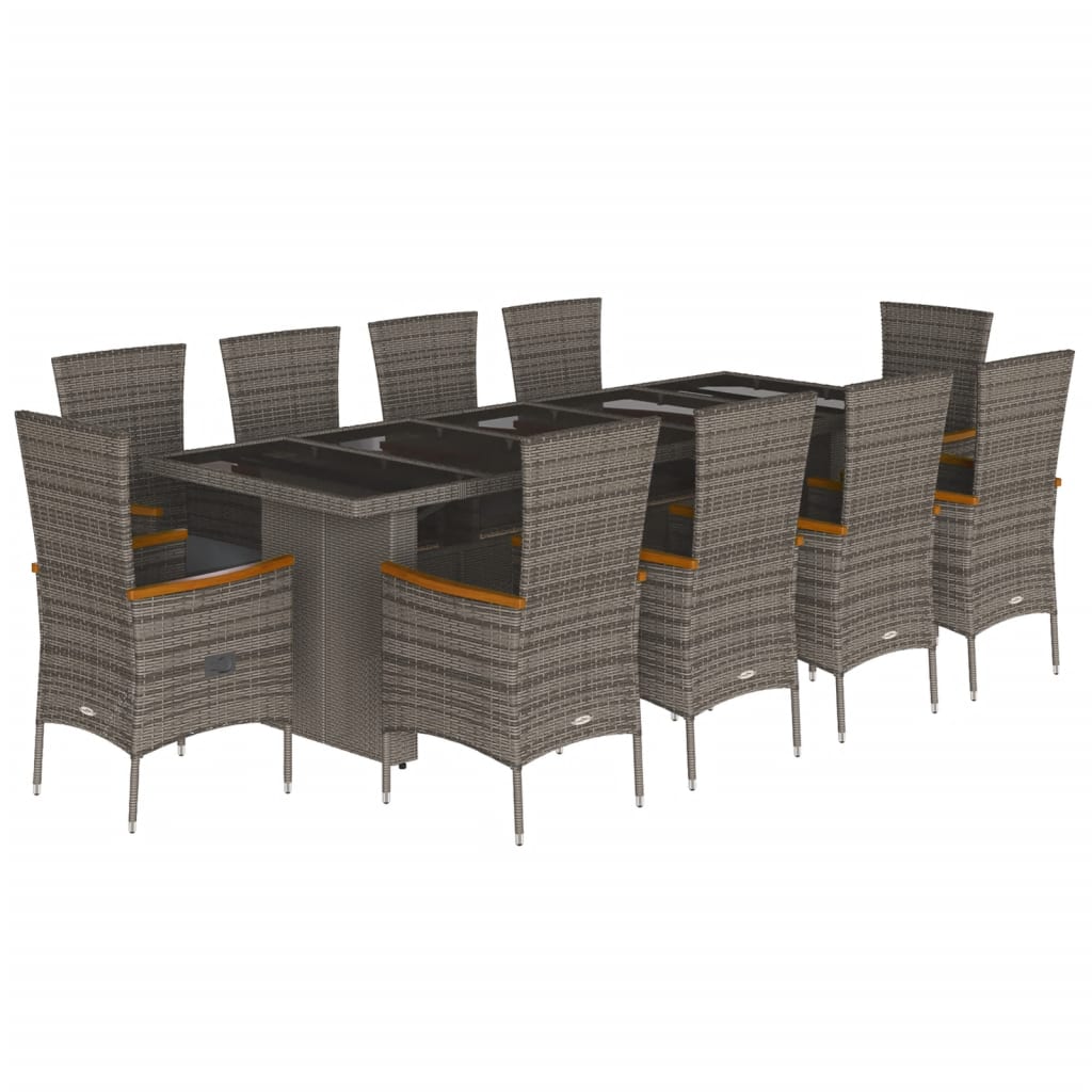 11 részes szürke polyrattan kerti ülőgarnitúra párnákkal