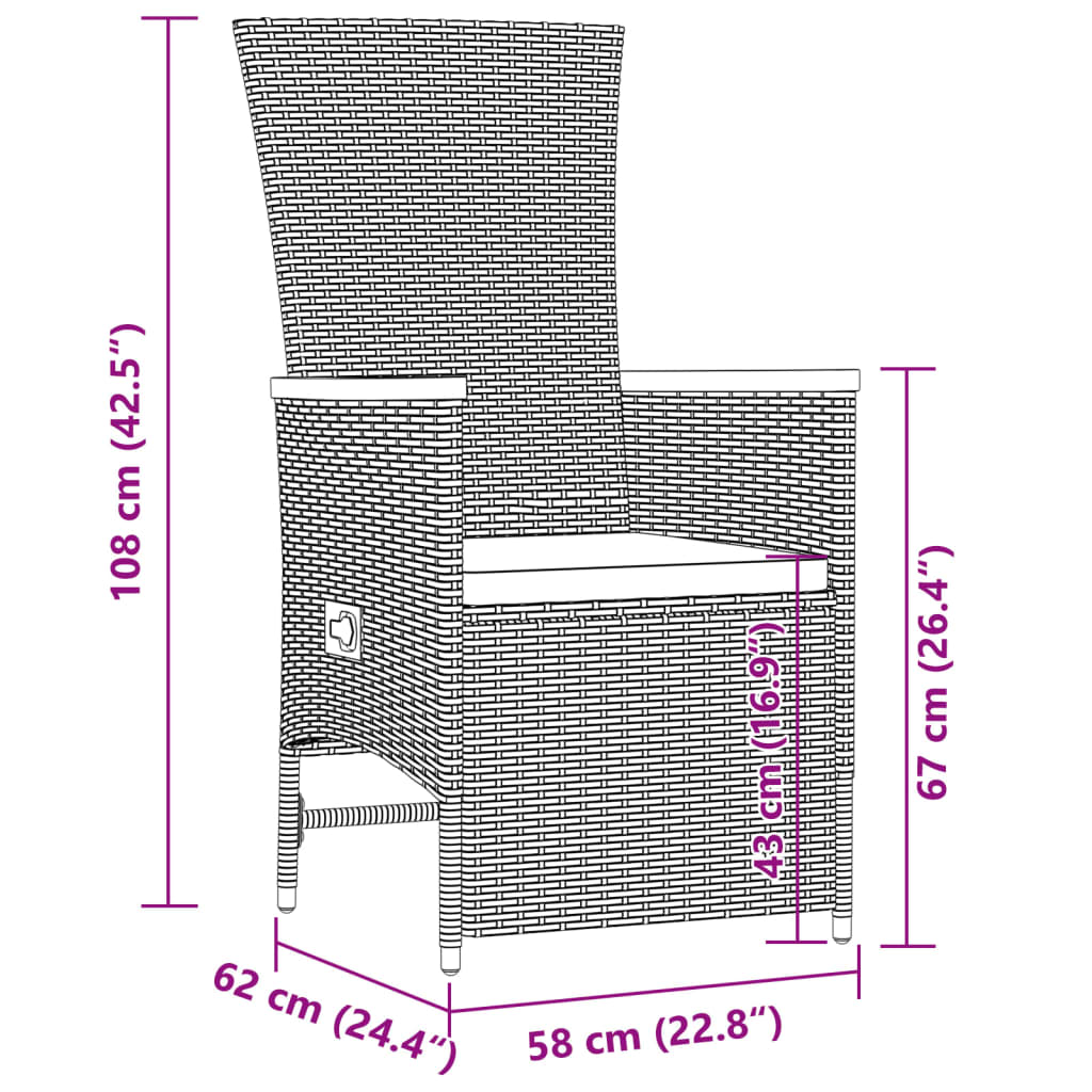9 részes szürke polyrattan kerti étkezőgarnitúra párnával