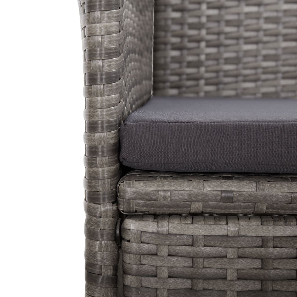 11 részes szürke polyrattan kerti ülőgarnitúra párnákkal