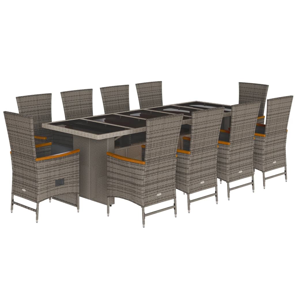 11 részes szürke polyrattan kerti ülőgarnitúra párnákkal