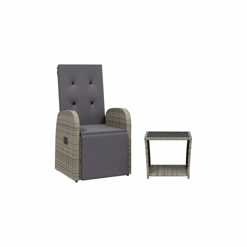 2 részes szürke polyrattan kerti étkezőgarnitúra párnákkal