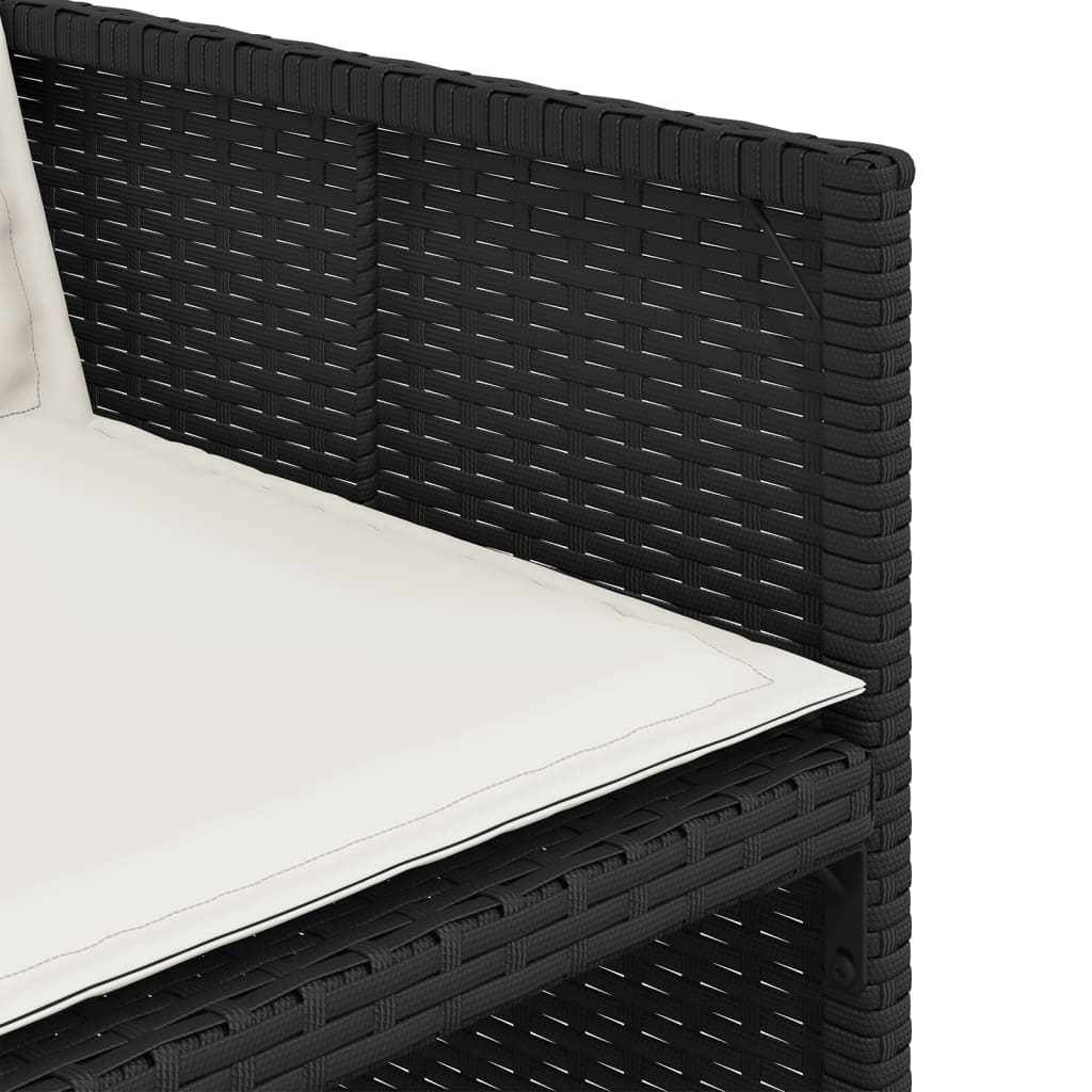 5 részes fekete polyrattan kerti étkezőgarnitúra párnákkal