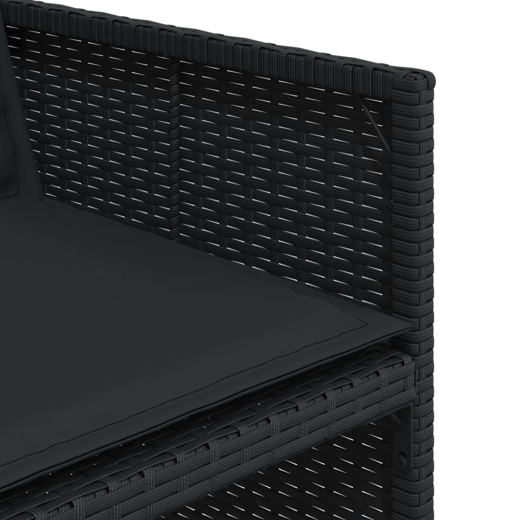5 részes fekete polyrattan kerti étkezőgarnitúra párnákkal