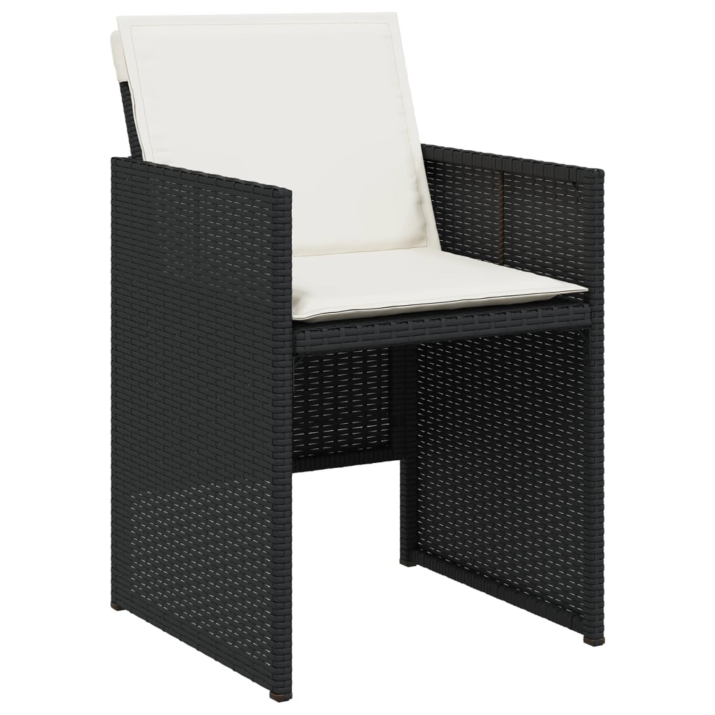 5 részes fekete polyrattan kerti étkezőgarnitúra párnákkal