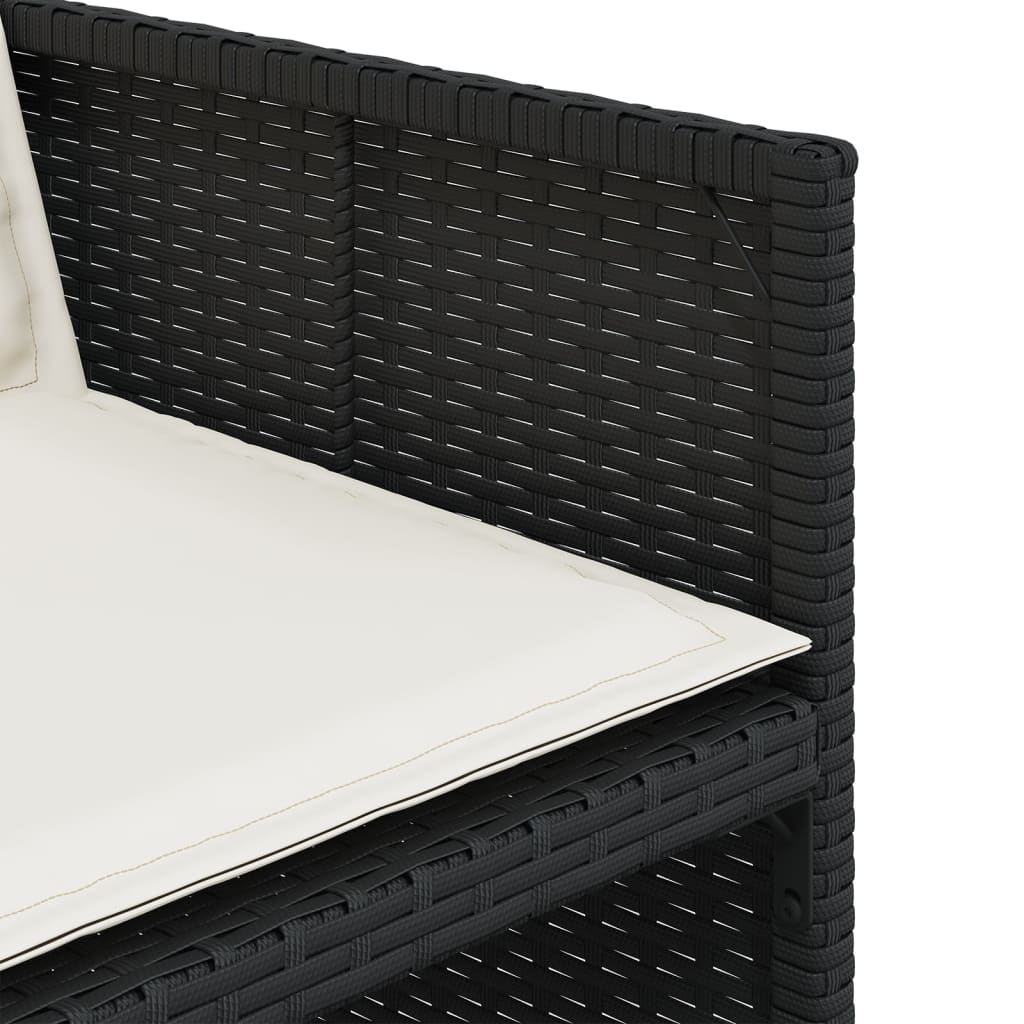 5 részes fekete polyrattan kerti étkezőgarnitúra párnákkal