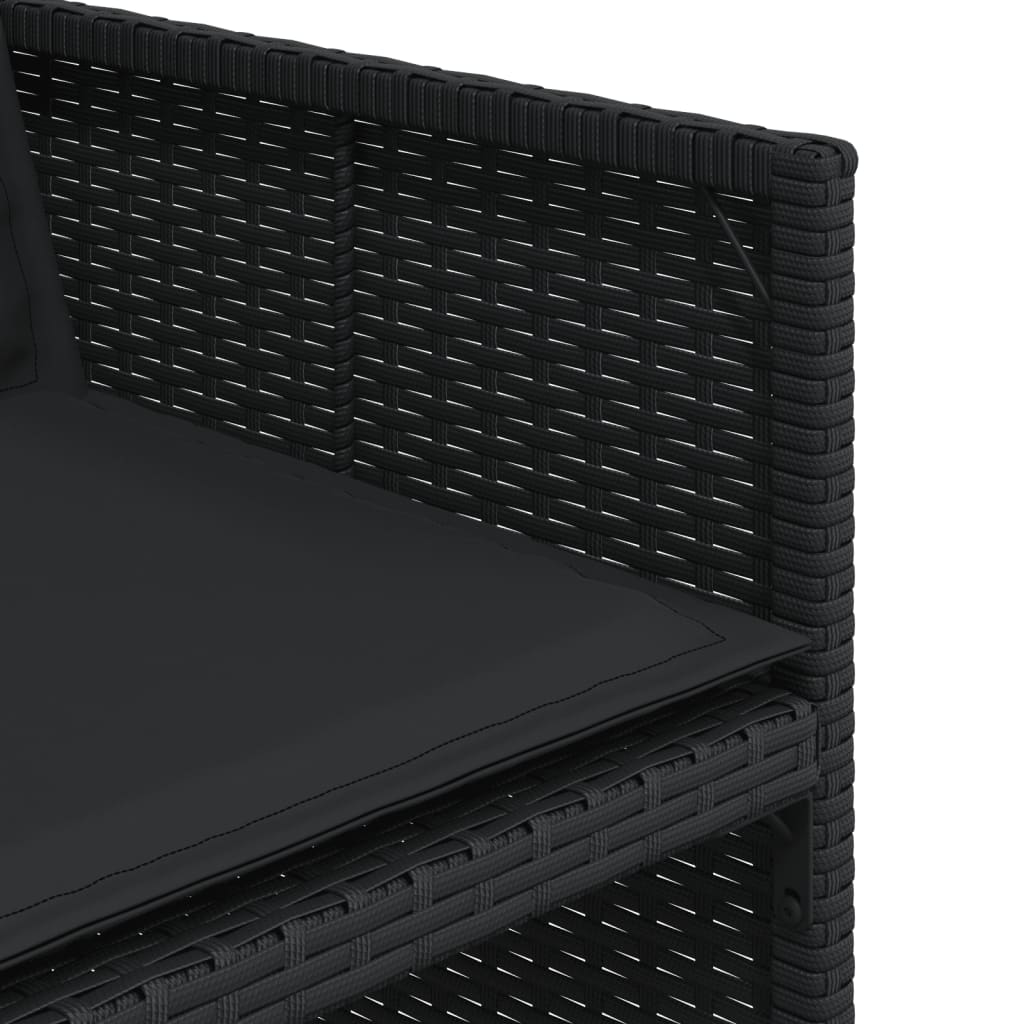 7 részes fekete polyrattan kerti étkezőgarnitúra párnával