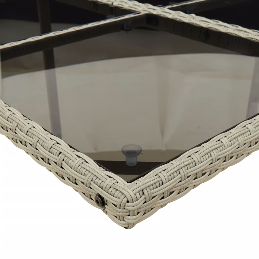 7 részes világosszürke polyrattan kerti étkezőszett párnával