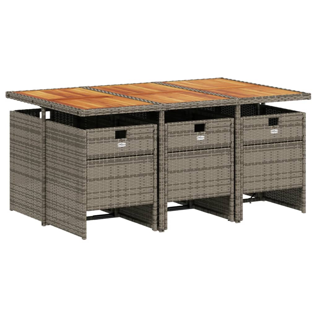 7 részes szürke polyrattan kerti étkezőgarnitúra párnával
