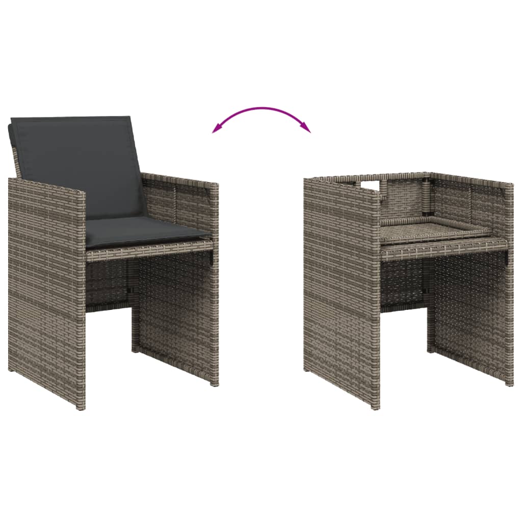 7 részes szürke polyrattan kerti étkezőgarnitúra párnával