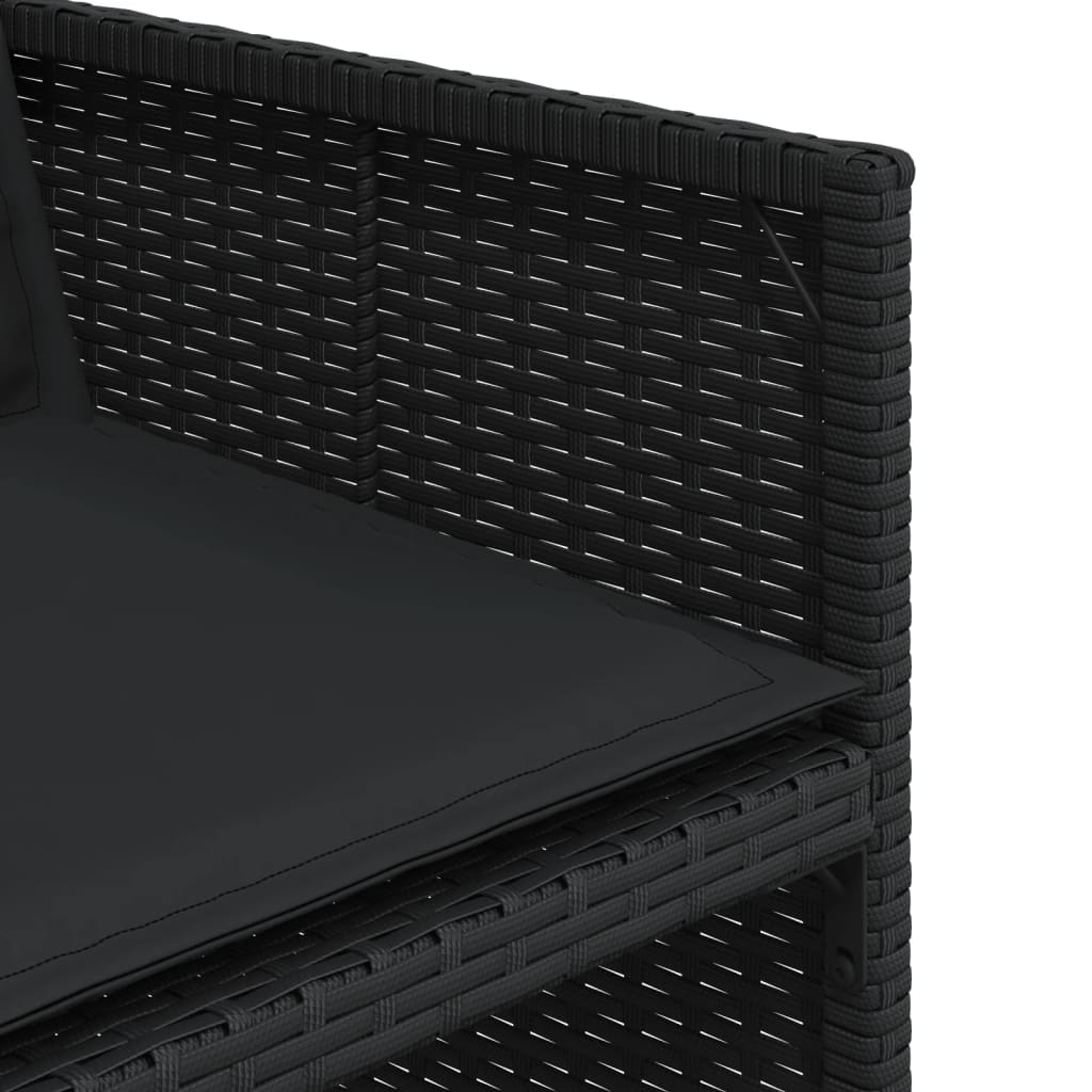 9 részes fekete polyrattan kerti étkezőgarnitúra párnákkal