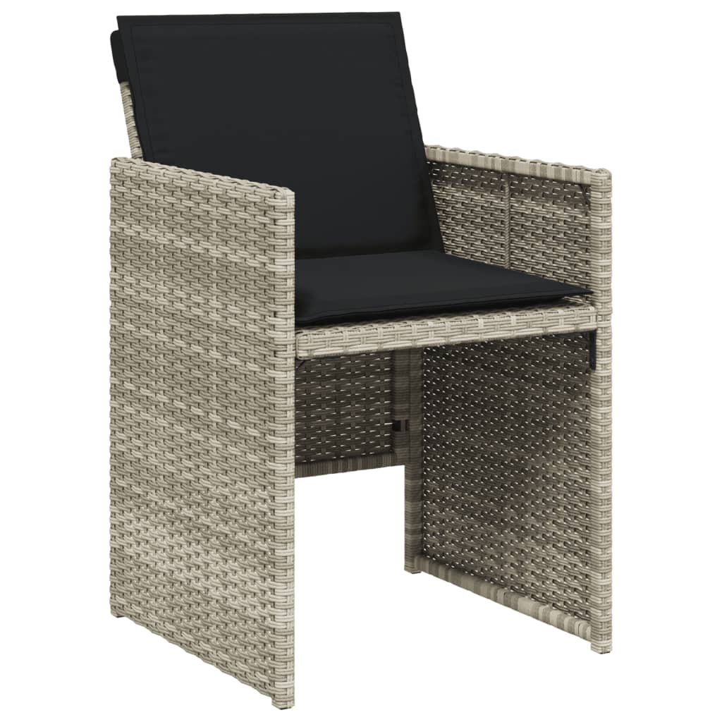 9részes világosszürke polyrattan kerti étkezőgarnitúra párnával