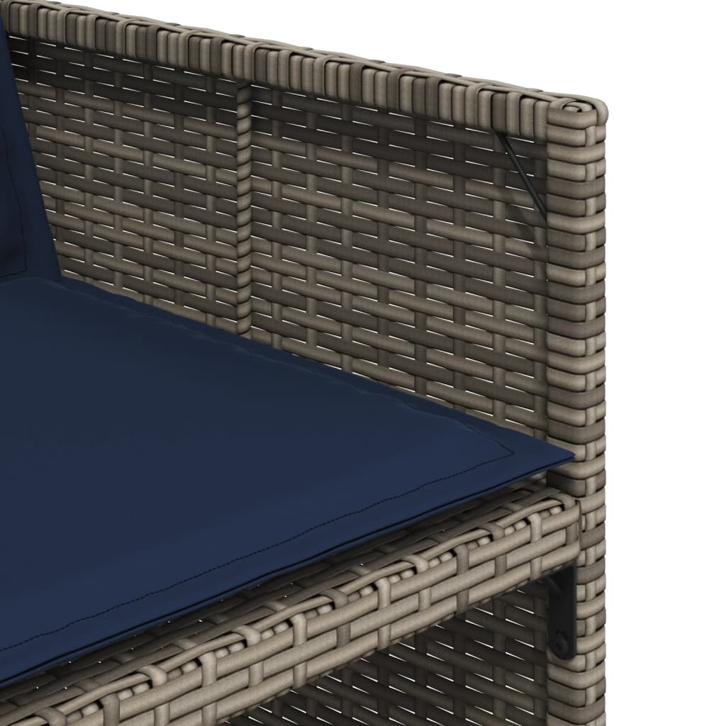 11 db szürke polyrattan kerti étkezőgarnitúra párnákkal