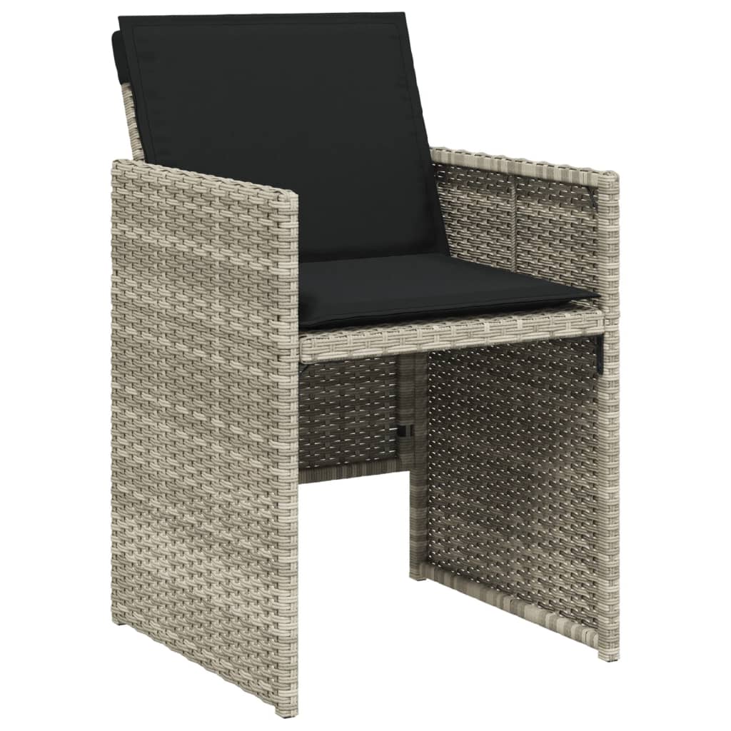 9részes világosszürke polyrattan kerti étkezőgarnitúra párnával