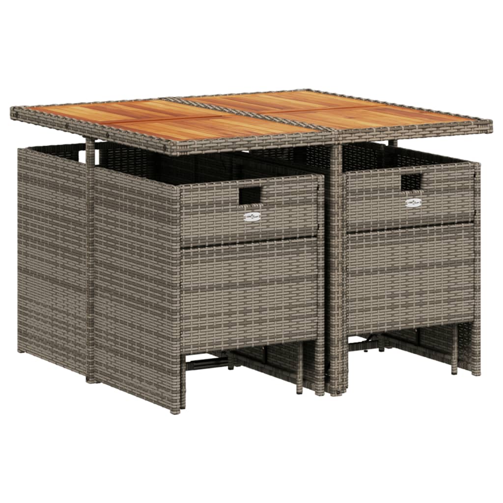 9 részes szürke polyrattan kerti étkezőgarnitúra párnával
