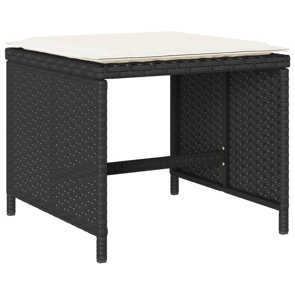 13 részes fekete polyrattan kerti ülőgarnitúra párnákkal