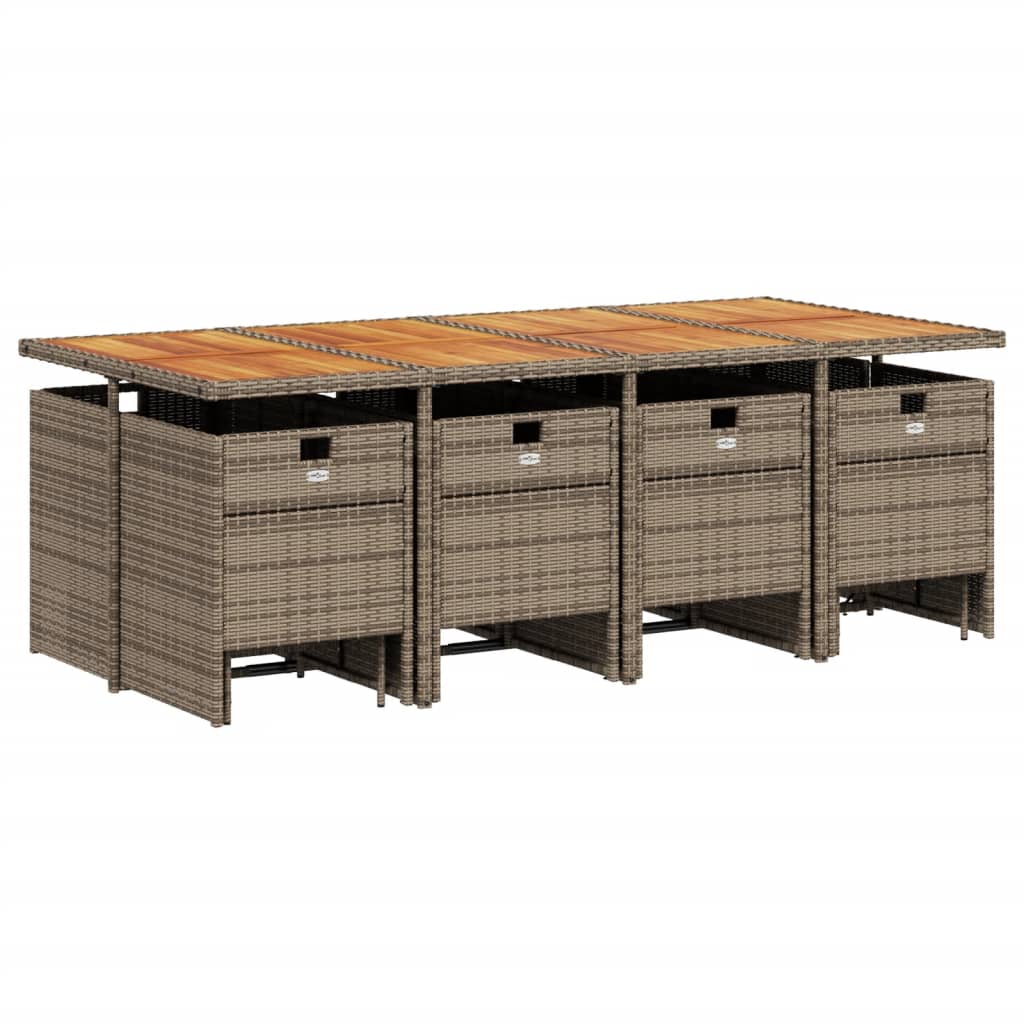 13 részes szürke polyrattan kerti ülőgarnitúra párnákkal