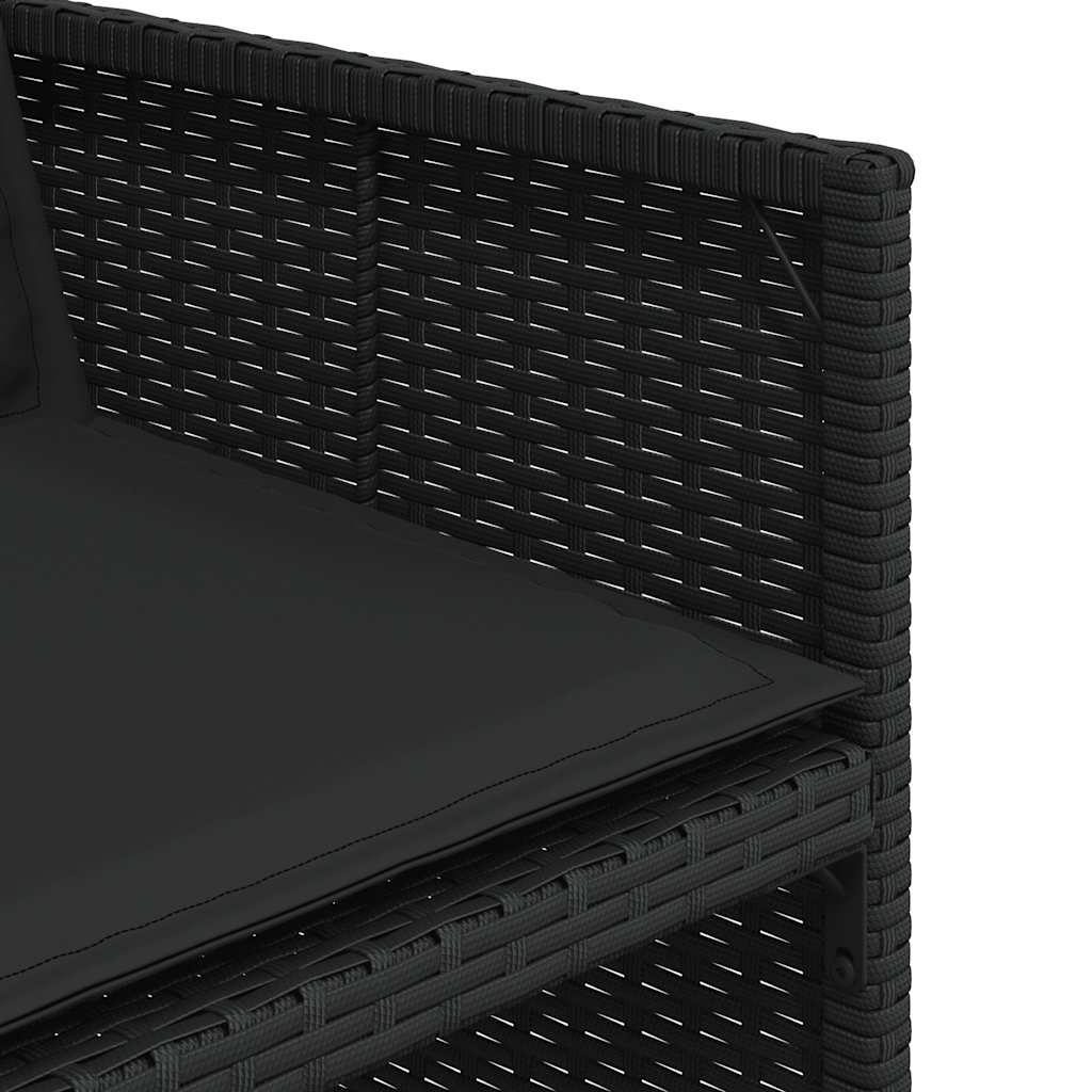 15 részes fekete polyrattan kerti étkezőgarnitúra párnákkal