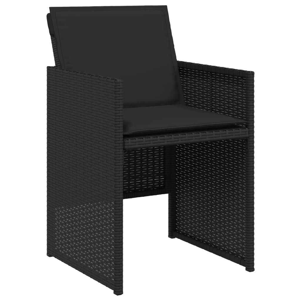 17 részes fekete polyrattan kerti étkezőgarnitúra párnákkal