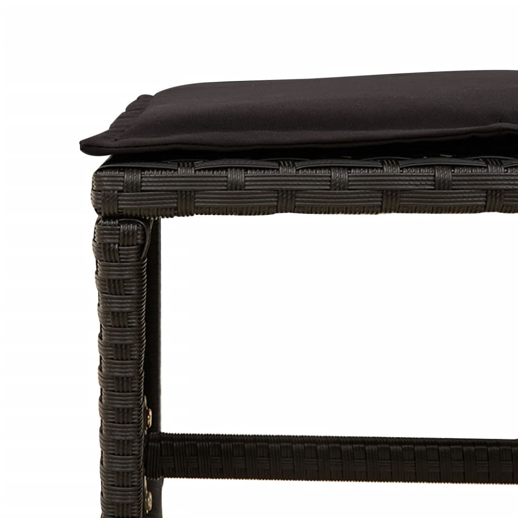 17 részes fekete polyrattan kerti étkezőgarnitúra párnákkal