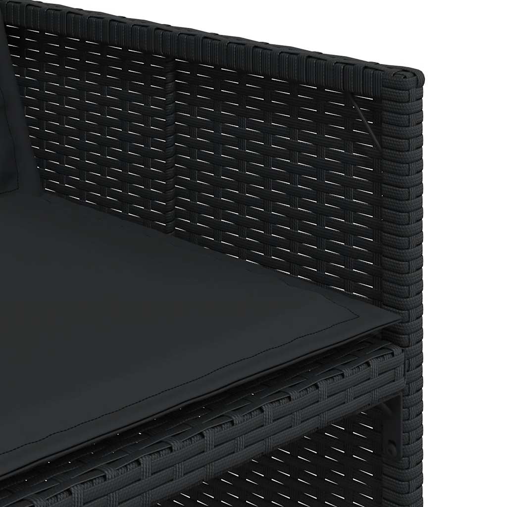 11 részes fekete polyrattan kerti étkezőgarnitúra párnákkal