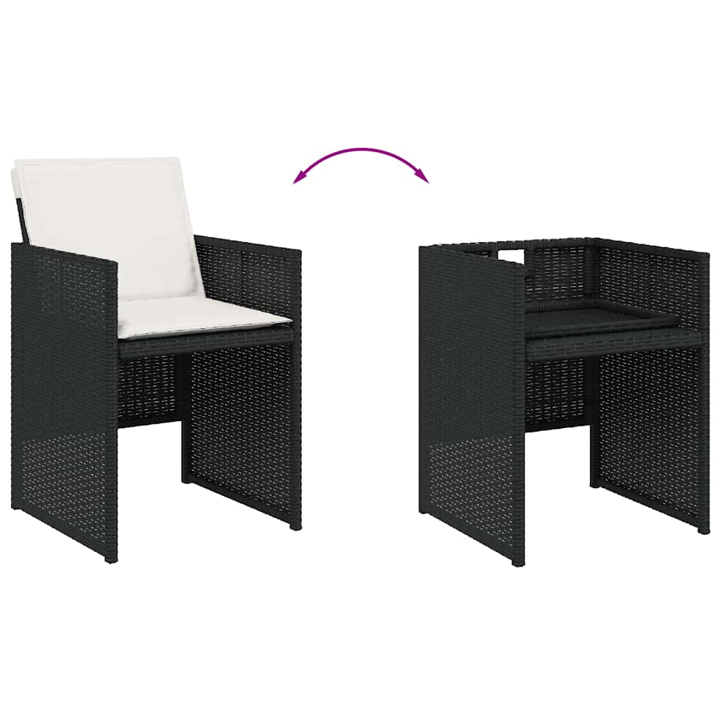 13 részes fekete polyrattan kerti ülőgarnitúra párnákkal