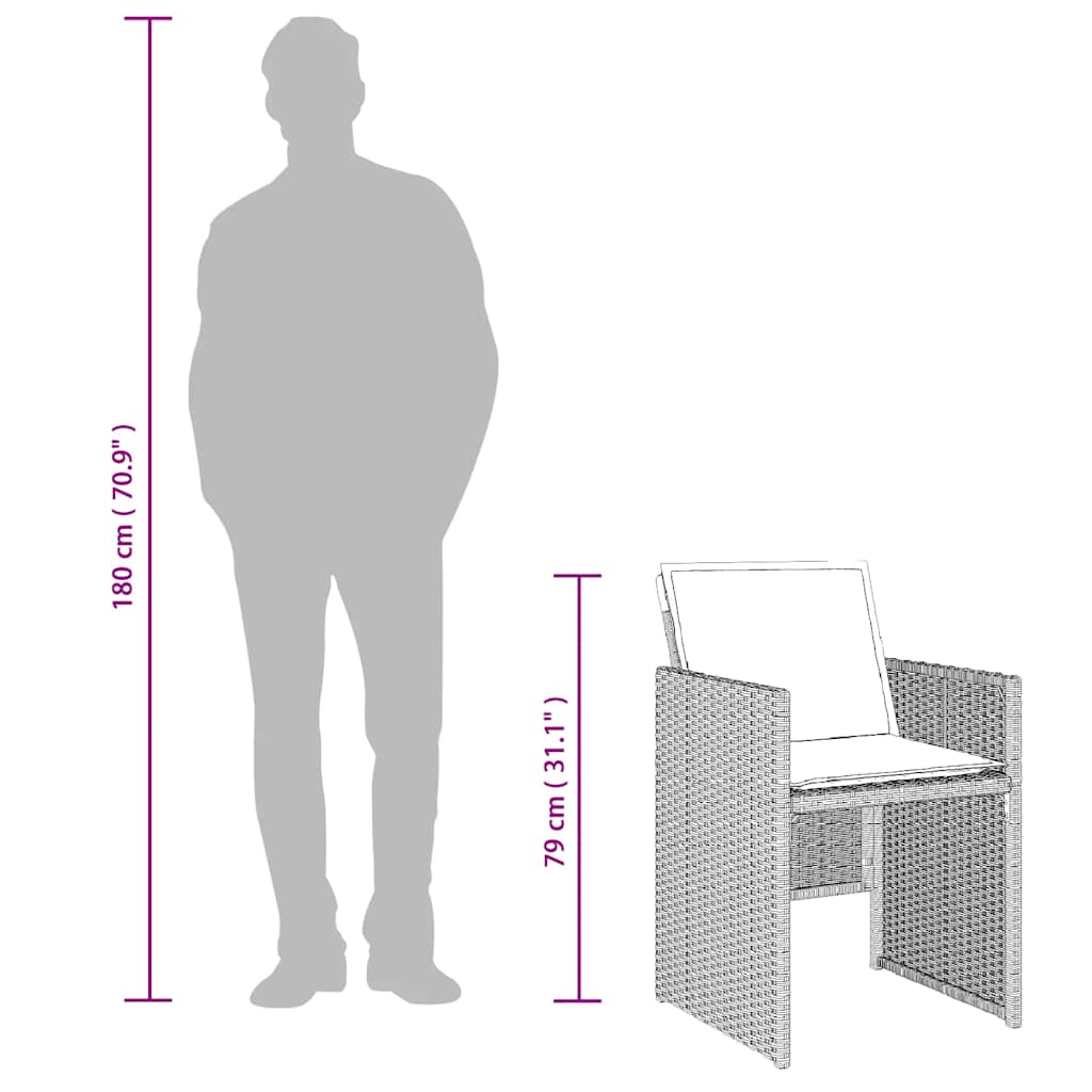 13 részes szürke polyrattan kerti étkezőgarnitúra párnákkal