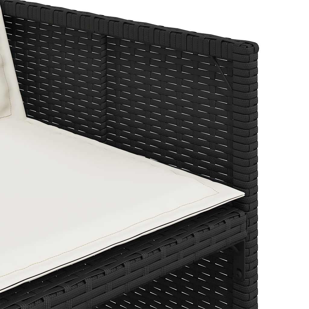 15 részes fekete polyrattan kerti étkezőgarnitúra párnákkal