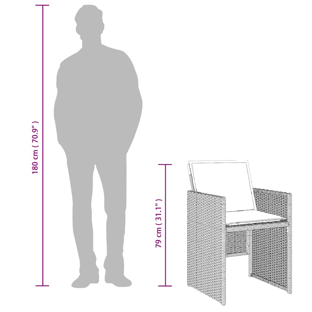 15 részes szürke polyrattan kerti étkezőgarnitúra párnákkal