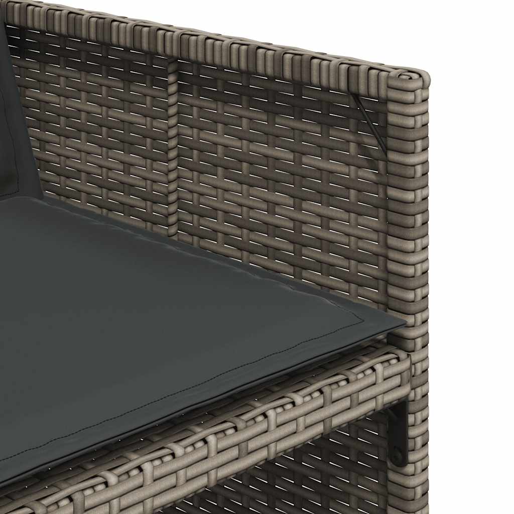 15 részes szürke polyrattan kerti étkezőgarnitúra párnákkal