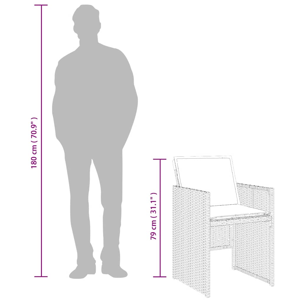 15 részes szürke polyrattan kerti étkezőgarnitúra párnákkal
