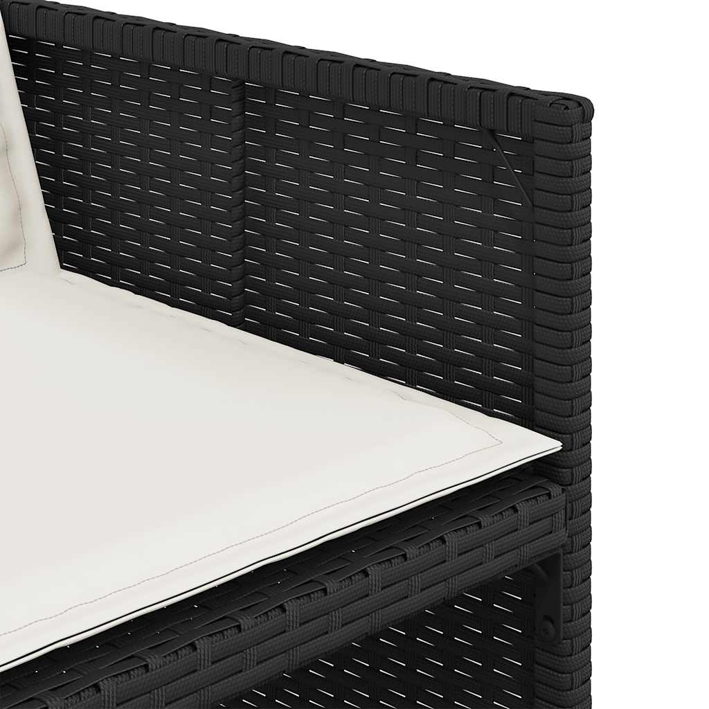 15 részes fekete polyrattan kerti étkezőgarnitúra párnákkal