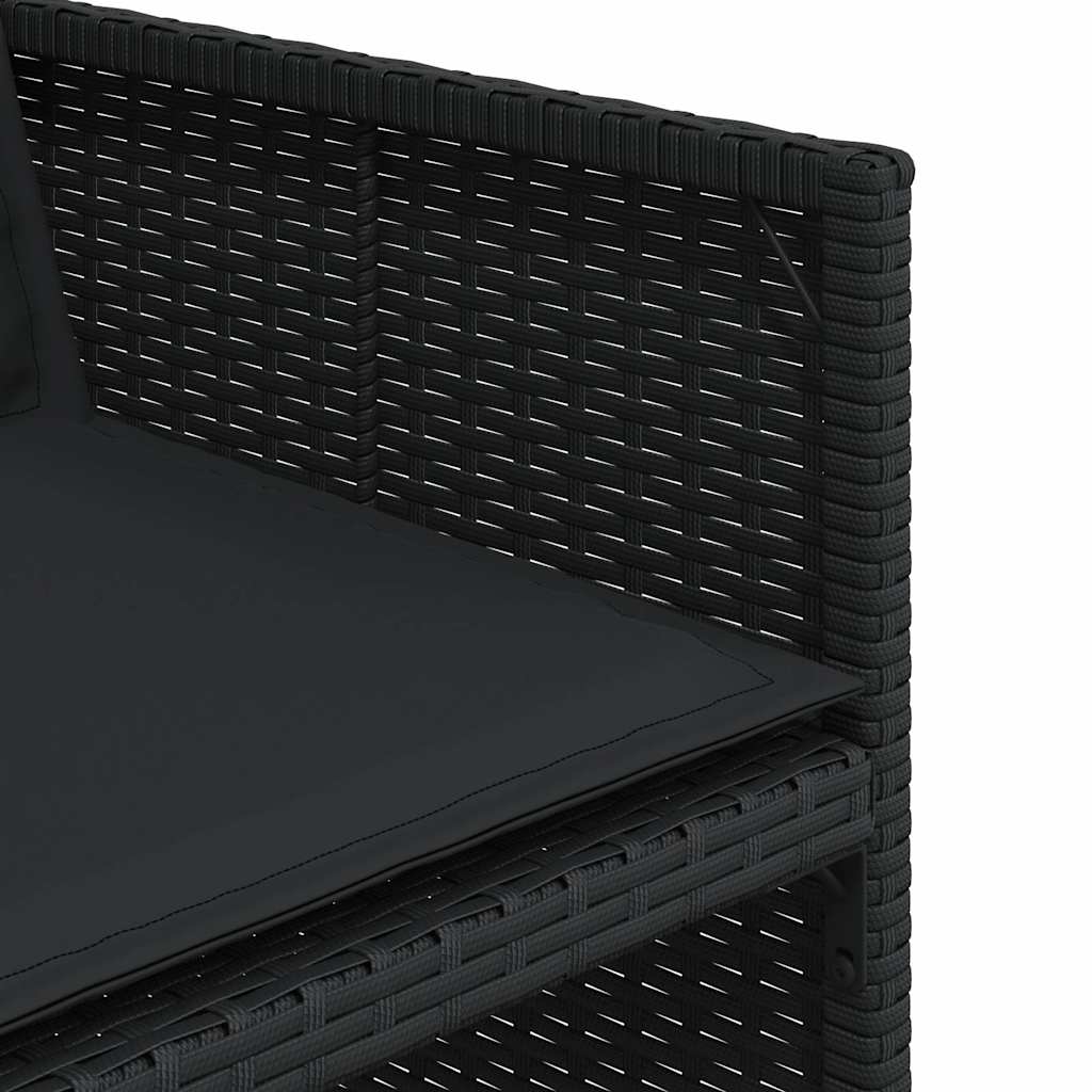 17 részes fekete polyrattan kerti étkezőgarnitúra párnákkal