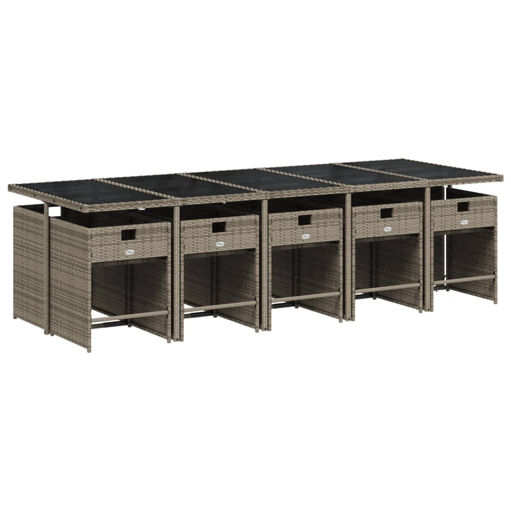 11 részes szürke polyrattan kerti ülőgarnitúra párnákkal
