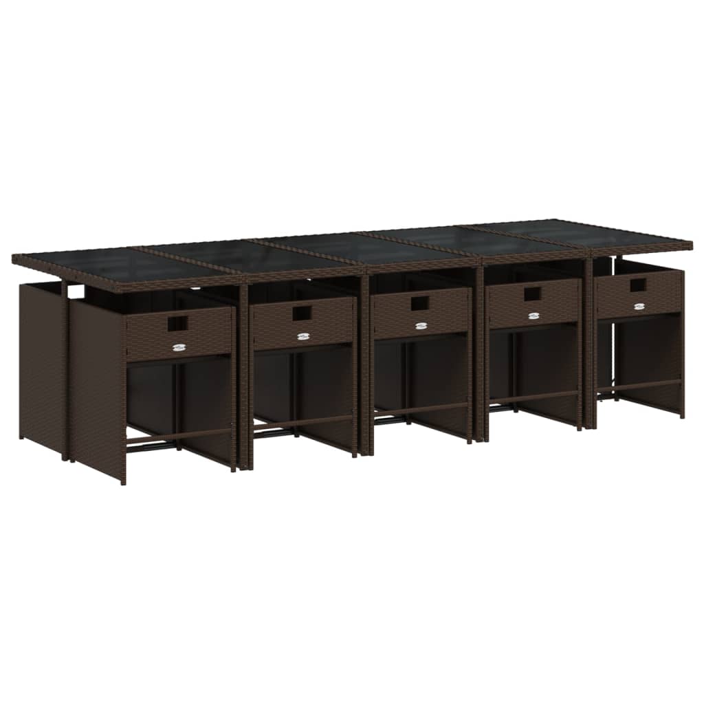 11 részes barna polyrattan kerti ülőgarnitúra párnákkal
